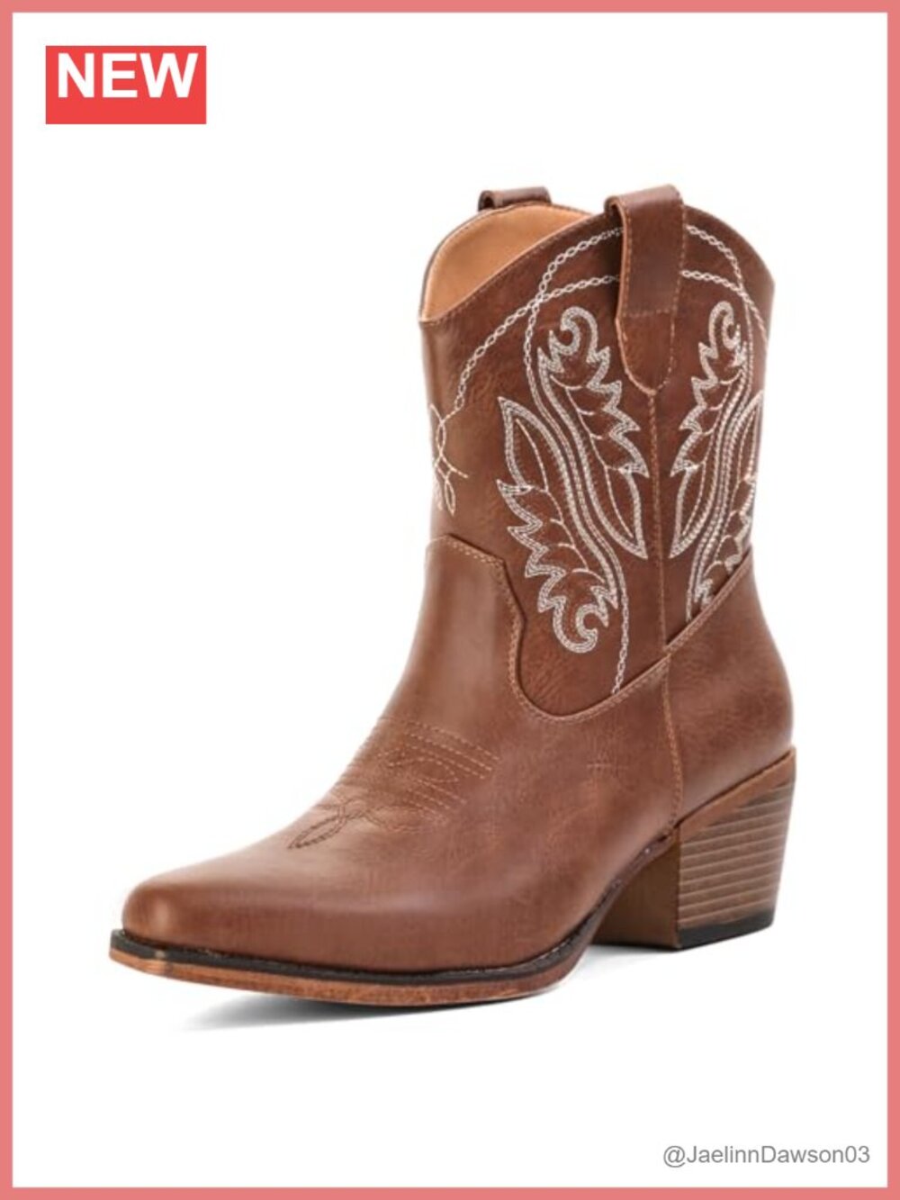 Faux Leather Cowgirl Boots Western Snip Toe Ankle Bootie